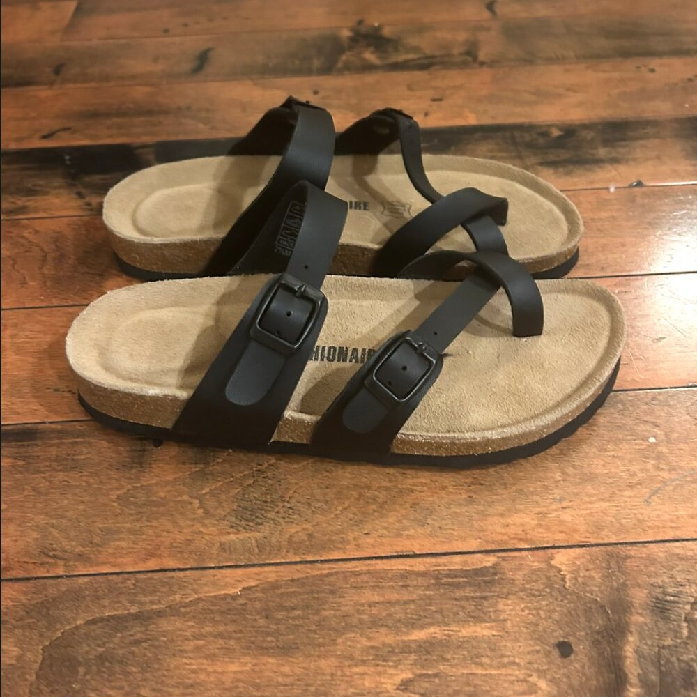 CUSHIONAIRE Luna Cork Footbed Sandals – Black, Size 7.5 - Picture 6 of 6